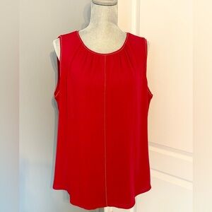 White House Black Market Red Beaded Blouse, sz 16